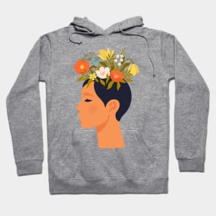 Woman with closed eyes and flowers on head Hoodie